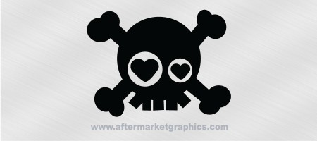 Skull and Crossbones Hearts Decal